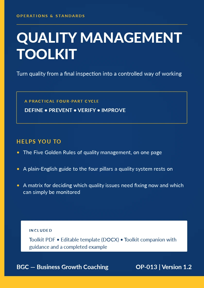 Quality Management Toolkit front cover