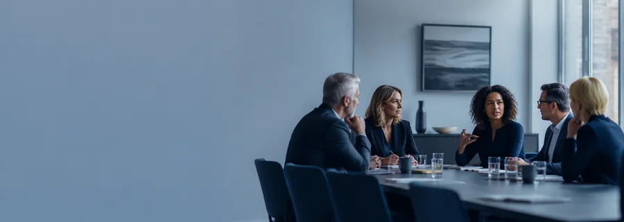 A board group in discussion around a table