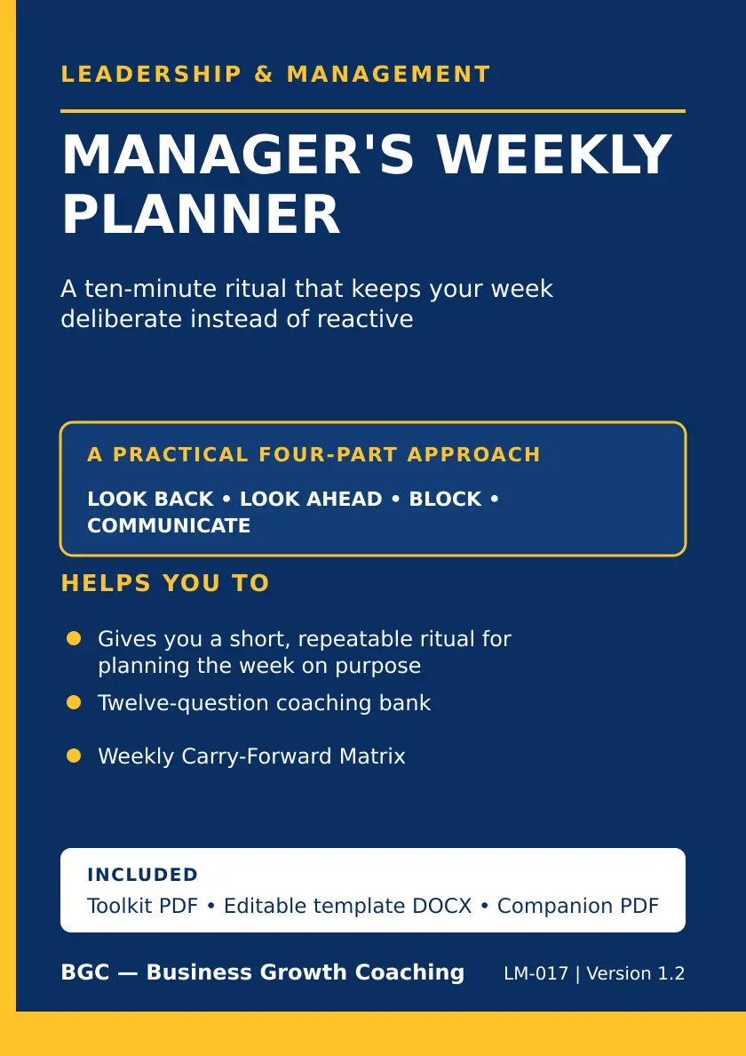 Manager's Weekly Planner toolkit front cover