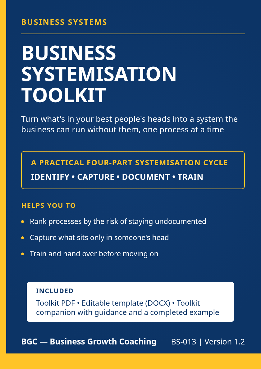 Approved BGC Business Systemisation Toolkit front cover