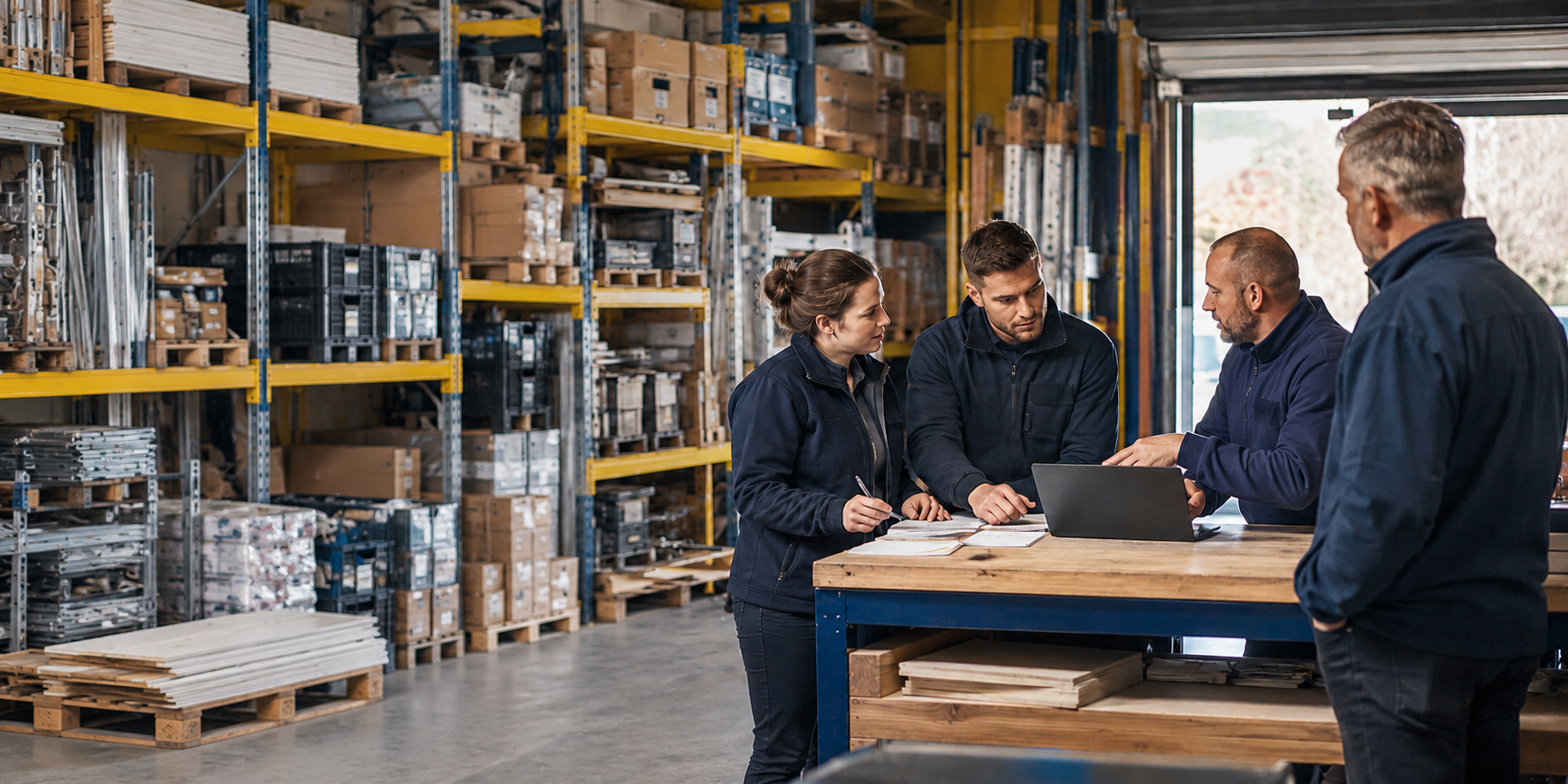 A trade merchant branch deputy leading a commercial review while the branch manager observes without taking over.
